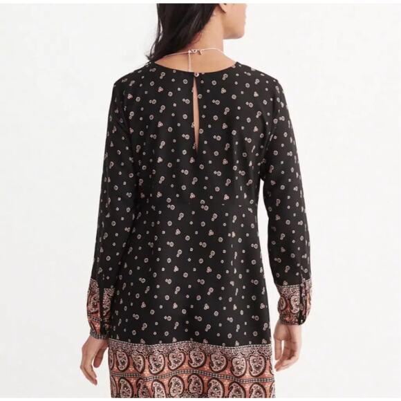 Abercrombie & Fitch Boho Paisley‎ & Floral Long Sleeve Shift Dress Size Small - Picture 2 of 9